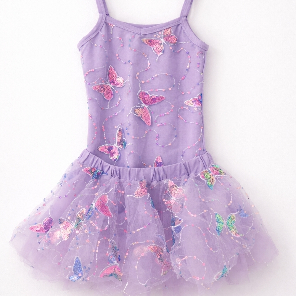 Lilac Butterfly Tulle Dance Costume Dress for Kids